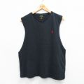 L★古着 ラルフローレン Ralph Lauren ノースリーブ ブランド Tシャツ メンズ ワンポイントロゴ コットン Vネック 黒 ブラック 25jul22 中古