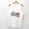 XL★古着 ビンテージ タンクトップ メンズ 00年代 00s ディズニー DISNEY ミッキー MICKEY MOUSE ドナルド プルート コットン クルーネック 白 ホワイト 25jul23 中古