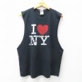 XL★古着 ノースリーブ ビンテージ Tシャツ メンズ 00年代 00s ニューヨーク コットン クルーネック 黒 ブラック 25jul23 中古