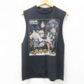 M★古着 ノースリーブ Tシャツ メンズ アニメ ナルト疾風伝 コットン クルーネック 黒 ブラック 25jul23 中古