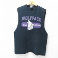L★古着 ノースリーブ ビンテージ Tシャツ メンズ 00年代 00s WOLFPACK コットン クルーネック 黒 ブラック 25jul23 中古