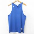 L★古着 ラッセル ビンテージ タンクトップ メンズ 90年代 90s 無地 コットン クルーネック USA製 青 ブルー 25jul25 中古