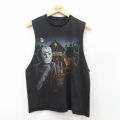 M★古着 ノースリーブ Tシャツ メンズ 映画 フレディVSジェイソン コットン クルーネック 黒 ブラック 25jul26 中古