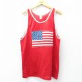 XL★古着 ビンテージ タンクトップ メンズ 80年代 80s 星条旗 メッシュ地 クルーネック 赤他 レッド 25jul30 中古