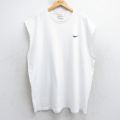 XL★古着 ナイキ NIKE ノースリーブ ビンテージ Tシャツ メンズ 90年代 90s ワンポイントロゴ 大きいサイズ コットン クルーネック USA製 白 ホワイト 【spe】 25jul31 中古