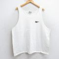 XL★古着 リーボック REEBOK ビンテージ タンクトップ メンズ 90年代 90s ワンポイントロゴ 大きいサイズ コットン クルーネック USA製 白 ホワイト 25jul31 中古