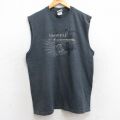 L★古着 ハーレーダビッドソン Harley Davidson ノースリーブ Tシャツ メンズ バイク クルーネック USA製 濃グレー 霜降り 25aug08 中古