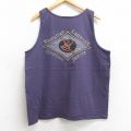 XL★古着 ビンテージ タンクトップ メンズ 80年代 80s サーフィン ハワイアン コットン クルーネック USA製 紫 パープル 25aug08 中古