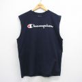 XL★古着 チャンピオン champion ノースリーブ Tシャツ メンズ ビッグロゴ 大きいサイズ コットン クルーネック 紺 ネイビー 25aug09 中古