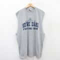【50%OFF】XL★古着 マジェスティック ノースリーブ ビンテージ Tシャツ メンズ 00年代 00s ノートルダム アイリッシュ 大きいサイズ ロング丈 クルーネック グレー 霜降り 25aug13 中古