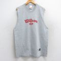 【50%OFF】L★古着 ウィルソン ノースリーブ ビンテージ Tシャツ メンズ 90年代 90s ビッグロゴ クルーネック USA製 グレー 霜降り 25aug13 中古