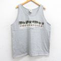XL★古着 タンクトップ メンズ ハードロックカフェ ギター ヤシの木 ハリウッド 大きいサイズ クルーネック グレー 霜降り 25aug13 中古