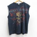 XL★古着 ノースリーブ ビンテージ ロック バンド Tシャツ メンズ 00年代 00s ディスターブド コットン クルーネック 黒 ブラック 25aug13 中古