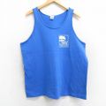 L★古着 フルーツオブザルーム ビンテージ タンクトップ メンズ 90年代 90s Wedcliff ゴルフ コットン クルーネック USA製 青 ブルー 25aug13 中古