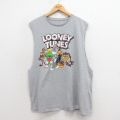 XL★古着 タンクトップ メンズ ルーニーテューンズ LOONEY TUNES バッグスバニー クルーネック グレー 霜降り 25aug18 中古
