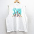 XL★古着 ノースリーブ Tシャツ メンズ 映画 スペースジャム ルーニーテューンズ LOONEY TUNES トゥイーティー バッグスバニー コットン クルーネック 白 ホワイト 25aug18 中古