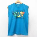M★古着 ノースリーブ ビンテージ Tシャツ メンズ 90年代 90s フロリダ ヤシの木 ヨット クルーネック USA製 薄紺 ネイビー 25aug20 中古