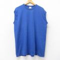 XL★古着 ジャージーズ ノースリーブ ビンテージ Tシャツ メンズ 90年代 90s 無地 コットン クルーネック USA製 青 ブルー 25aug20 中古