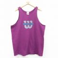 【50%OFF】XL★古着 ウィルソン ビンテージ タンクトップ メンズ 90年代 90s ビッグロゴ ロング丈 コットン クルーネック USA製 紫 パープル 25aug23 中古