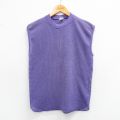 M★古着 ノースリーブ ビンテージ Tシャツ メンズ 90年代 90s 無地 メッシュ クルーネック USA製 紫 パープル 25aug25 中古