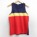 S★古着 ビンテージ タンクトップ メンズ 80年代 80s RUNNER UP マルチカラー クルーネック 紺他 ネイビー 25aug25 中古