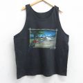 XL★古着 ビンテージ タンクトップ メンズ 90年代 90s 鳥 飛行機 ビーチ クルーネック 黒 ブラック 25aug28 中古