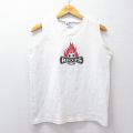 M★古着 ノースリーブ ビンテージ Tシャツ メンズ 90年代 90s RIOT サッカー Vネック USA製 白 26apr09