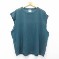 XL★古着 ジャージーズ ノースリーブ ビンテージ Tシャツ メンズ 90年代 90s 無地 メッシュ地 大きいサイズ クルーネック USA製 濃緑 26apr18