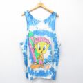 90s タンクトップ ルーニーテューンズ ネイビータイダイ XL | 古着