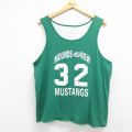 XL★古着 ビンテージ タンクトップ メンズ 90年代 90s MUSTANGS 32 リバーシブル クルーネック USA製 緑他 26may02