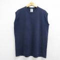 XL★古着 ジャージーズ ノースリーブ ビンテージ Tシャツ メンズ 90年代 90s 無地 コットン クルーネック USA製 紺 26may02