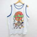 XL★古着 タンクトップ メンズ ルーニーテューンズ タズ バッグスバニー スペースジャム 大きいサイズ クルーネック 白 霜降り他 26may02