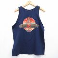 L★古着 フルーツオブザルーム ビンテージ タンクトップ メンズ 90年代 90s WODDYS LONGBOARDS ハワイ コットン クルーネック USA製 ネイビー 26jun04