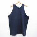 XL★古着 チャンピオン champion ビンテージ タンクトップ メンズ 90年代 90s ワンポイントロゴ コットン クルーネック ネイビー 26jun04