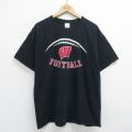 00s 半袖Tシャツ ウィスコンシン大学アメフト ブラック XL | 古着