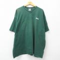 【50%OFF】XL★古着 フィラ FILA 半袖 ビンテージ Tシャツ メンズ 90年代 90s ワンポイントロゴ 大きいサイズ コットン Vネック USA製 緑 グリーン 24feb29 中古
