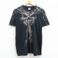 L★古着 半袖 ビンテージ Tシャツ メンズ 00年代 00s スカル コットン クルーネック 黒 ブラック 24mar02 中古