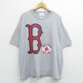 XL★古着 アディダス adidas 半袖 ビンテージ Tシャツ メンズ 00年代 00s MLB ボストンレッドソックス 大きいサイズ クルーネック グレー 霜降り メジャーリーグ ベースボール 野球 24mar08 中古