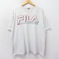 【50%OFF】XL★古着 フィラ FILA 半袖 ビンテージ Tシャツ メンズ 90年代 90s ビッグロゴ インターナショナル 大きいサイズ コットン クルーネック USA製 薄グレー 霜降り 【spe】 24mar27 中古