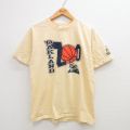 M★古着 アディダス adidas 半袖 ビンテージ Tシャツ メンズ 90年代 90s オークランド バスケットボール コットン クルーネック 薄黄 イエロー 24apr01 中古