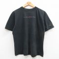 【50%OFF】L★古着 ゲス GUESS 半袖 ビンテージ Tシャツ メンズ 90年代 90s ワンポイントロゴ コットン クルーネック USA製 黒 ブラック 24apr24 中古