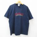 00s 半袖Tシャツ 刺繍 ネイビー XL | 古着