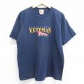 00s 半袖Tシャツ VETERAN 刺繍 ネイビー XL | 古着
