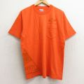 L★古着 半袖 ビンテージ Tシャツ メンズ 90年代 90s TVA 胸ポケット付き コットン クルーネック USA製 オレンジ 24may28 中古