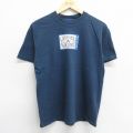 M★古着 リーボック REEBOK 半袖 ビンテージ Tシャツ メンズ 00年代 00s マラソン コットン クルーネック 紺 ネイビー 24jun13 中古