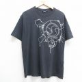 L★古着 半袖 ビンテージ Tシャツ メンズ 00年代 00s スカル コットン クルーネック 黒 ブラック 24jun27 中古