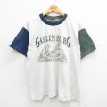 L★古着 半袖 ビンテージ Tシャツ メンズ 90年代 90s ガットリンバーグ ワシ マルチカラー クルーネック 薄グレー 霜降り 【spe】 24jul03 中古
