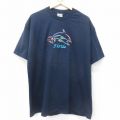 00s 半袖Tシャツ イルカ刺繍 ネイビー XL | 古着