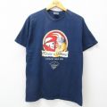 M★古着 ヘインズ Hanes 半袖 ビンテージ Tシャツ メンズ 00年代 00s スカル バイキング コットン クルーネック 紺 ネイビー 24jul25 中古