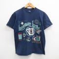 ヘインズ 90s 半袖Tシャツ トランプカジノラスベガス ネイビー M | 古着
